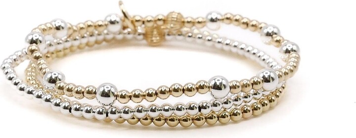 Bowood Lane Non-Tarnishing Gold Filled Ball and Sterling Silver Bracelet Stack - Gold silver