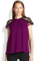Thumbnail for your product : Alice + Olivia Silk & Lace Top