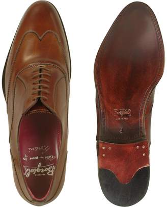 Fratelli Borgioli Handmade Brown Italian Leather Wingtip Oxford Shoes