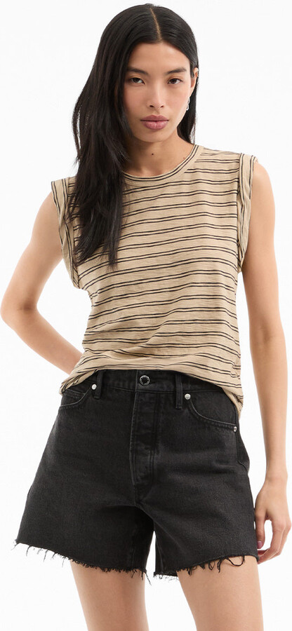 Veronica Beard Dree Muscle Tee Stone Khaki Black