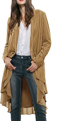 R.Vivimos Women/'s Velvet Ruffle Coat Slim-Fit Suit Casual Jacket Fashion Classic Swallowtail Hem