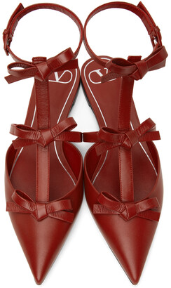 Valentino Garavani Red French Bow Cage Slippers