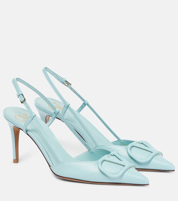 light blue slingback shoes