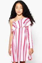 Thumbnail for your product : boohoo Girls One Shoulder Ruffle Swing Dress