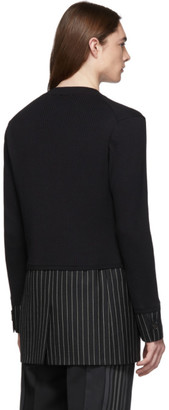 Burberry Black Silk Pinstripe Sweater