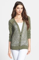 Thumbnail for your product : Vince Camuto Open Stitch Detail V-Neck Cardigan