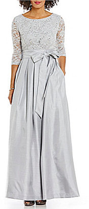 Jessica Howard Lace-Bodice Taffeta Sequin Embellished Ballgown
