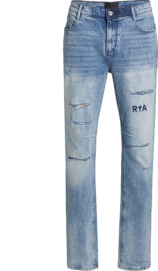 RtA Men's Bryant Distressed Skinny Jeans - Distressed Vintage Blue - Size 40