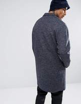 Thumbnail for your product : ASOS Wool Mix Drop Shoulder Overcoat In Blue Texture