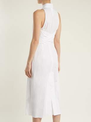 Max Mara Waist Tie Cotton Poplin Dress - Womens - White