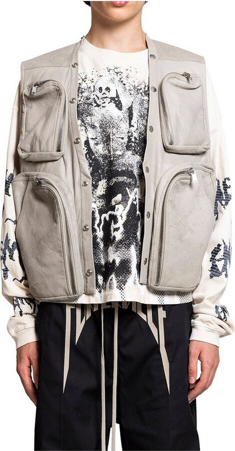 Rick Owens Pocket Detailed Leather Cargo Gilet