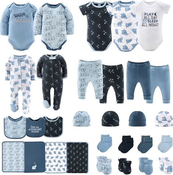The Peanut Shell BabyLayetteClothingGiftSet,30pc-ThePeanutshell®ElephantBlue,WhiteBlue,0-3Months