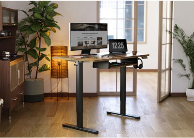 17 Stories Standing Desk With Keyboard Tray 48 Inch Height Adjustable Desk Brown Stand Up Desks For Home And Office 48inch Rustic Brown