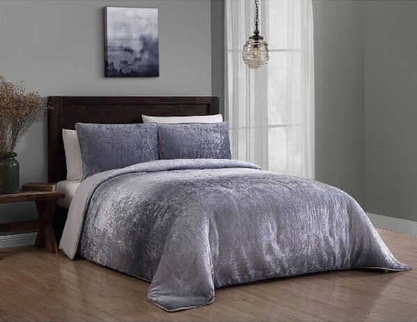 Geneva Home Fashion 3pcQueenBradshawOmbreVelvetComforterSetGray-GenevaHomeFashion