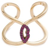 Thumbnail for your product : Delfina Delettrez 'Ear-Clips Lips' ruby 18k yellow gold open ring