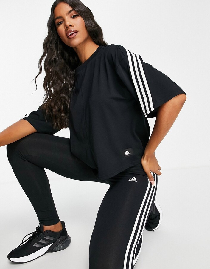 adidas Box Fit T-Shirt With Three Stripes In Black - ShopStyle