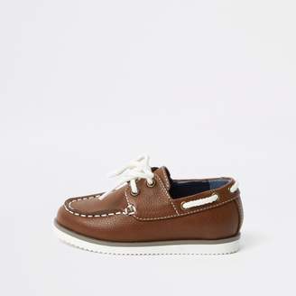River Island Mens Mini boys Brown lace-up boat shoes