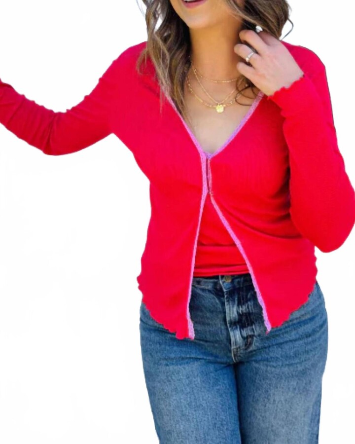 Michael Stars Beatrice V-Neck Cardigan In Rumba