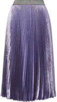 Christopher Kane - Dna Pleated Silk-blend Lamé Midi Skirt - Purple