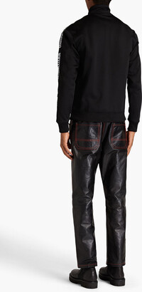 Moschino Jacquard-trimmed satin-jersey zip-up track jacket