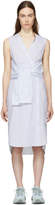 T by Alexander Wang - Robe rayée blanche et bleue Shirting Tie Front