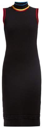 Proenza Schouler Pswl - Stretch Knit Cotton Blend Midi Dress - Womens - Black Multi