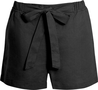 shelikes Womens Ladies Summer Holiday Linen Black White Stone Comfort Shorts Black White Stone 
