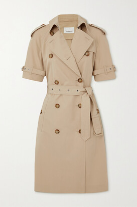 Burberry - Belted Double-breasted Cotton-twill Dress - Neutrals