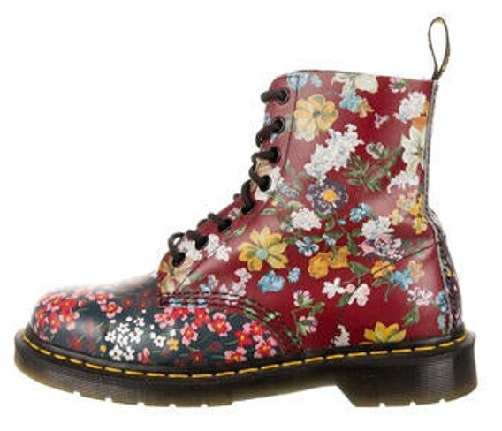 red floral boots
