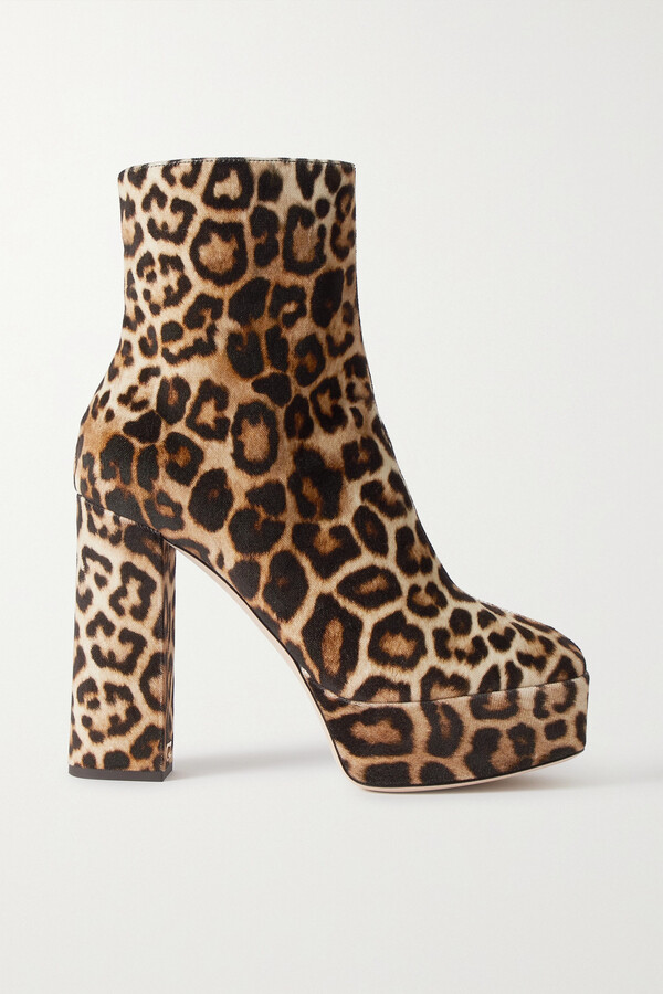 Giuseppe Zanotti Leopard-print Velvet Platform Ankle Boots - Animal - ShopStyle