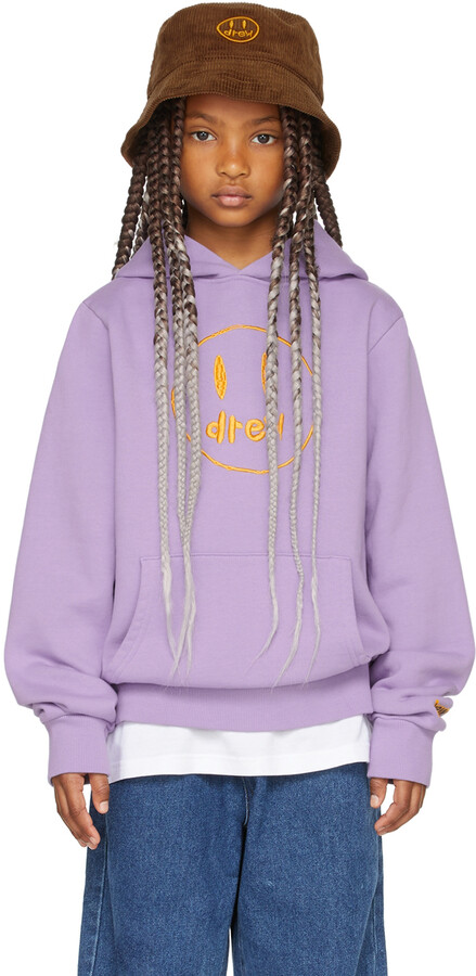 drew house SSENSE Exclusive Kids Purple Painted Mascot Hoodie