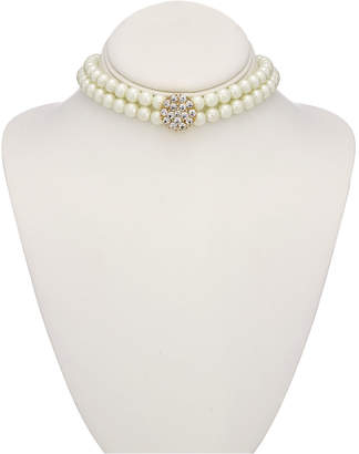 Charter Club Gold-Tone Imitation Pearl and Pavé Double Strand Choker Necklace, Created for Macy's