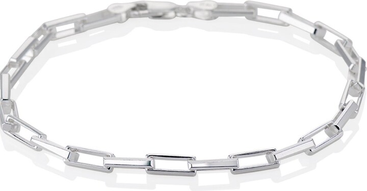 Cartography Beats - Rectangular Link Bracelet In Polished Sterling Silver