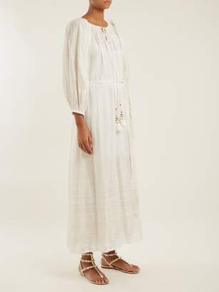 Mes Demoiselles Offrande Gathered Detailed Cotton Dress - Womens - Ivory