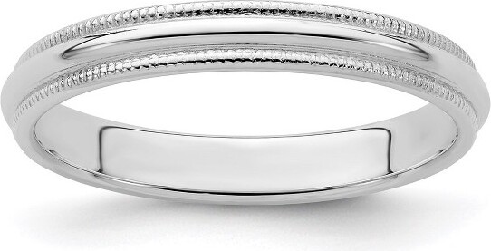 Black Bow Jewelry Co. BlackBowJewelry3mmSterlingSilverHalfRoundMilgrainStandardFitBandSize5