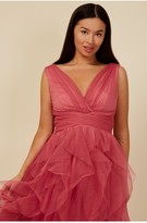Thumbnail for your product : Little Mistress Bridesmaid Leonora Rose Pink Ruffle Mesh Midi Dress