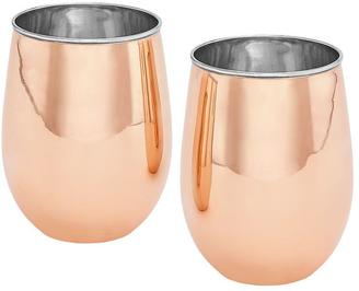 Old Dutch 17 oz. 2PLY Solid Copper/Stainless Steel Stemless Wine Glasses (Set of 2)