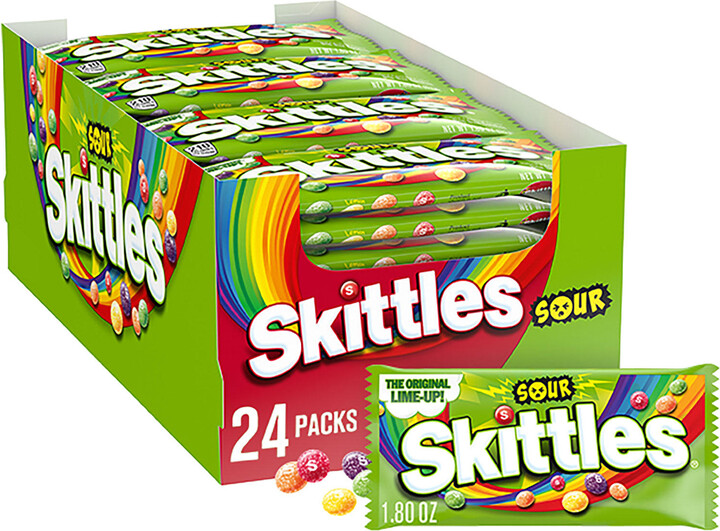 Skittles Sour Fruity Chewy Candy, Full Size, 1.8 oz., 24 pk.