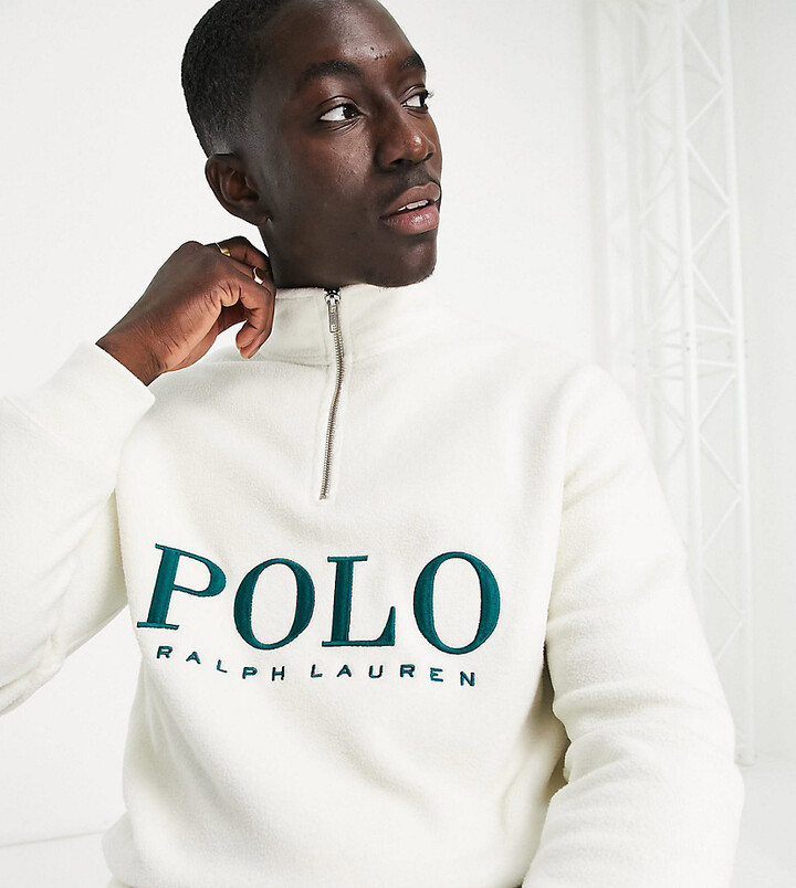 Polo Ralph Lauren x ASOS exclusive collab polar fleece half zip in cream  with chest logo - ShopStyle