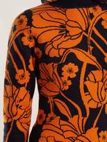 Thumbnail for your product : Joostricot - Floral Intarsia Cotton Blend Hooded Sweater - Womens - Orange Multi