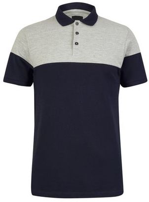 Burton Mens Grey And Navy Cut And Sew Polo Shirt