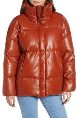 Sosken Glory Faux Leather Puffer Jacket