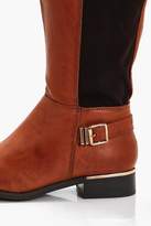 Thumbnail for your product : boohoo Betsy Buckle Trim Knee High Riding Boots