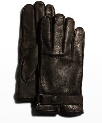 Large Men's Genuine Leather Gloves with Snap Closure GM159 