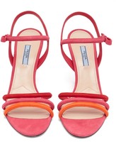 Thumbnail for your product : Prada Trio-strap Slingback Suede And Leather Sandals - Womens - Pink Multi