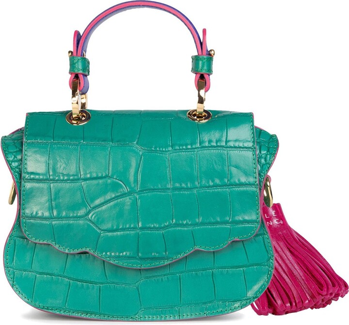 Thale Blanc - Audrey Micro: Green & Pink Embossed Leather Designer ...