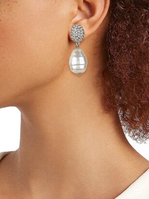 Kenneth Jay Lane Crystal & Glass Pearl Drop Earrings