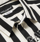 Thumbnail for your product : Dolce & Gabbana Slim-Fit Logo-Print Striped Cotton-Poplin Shirt - Men - Black