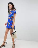 Thumbnail for your product : Brave Soul Wrap Front Playsuit In Hibiscus Print