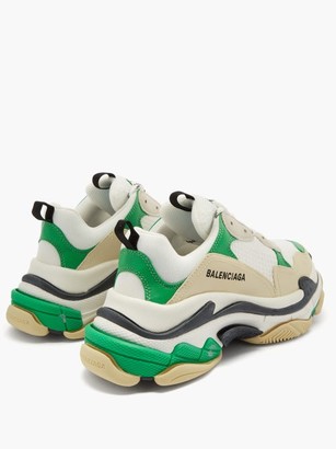 Balenciaga Triple S Leather And Mesh Trainers - Green White